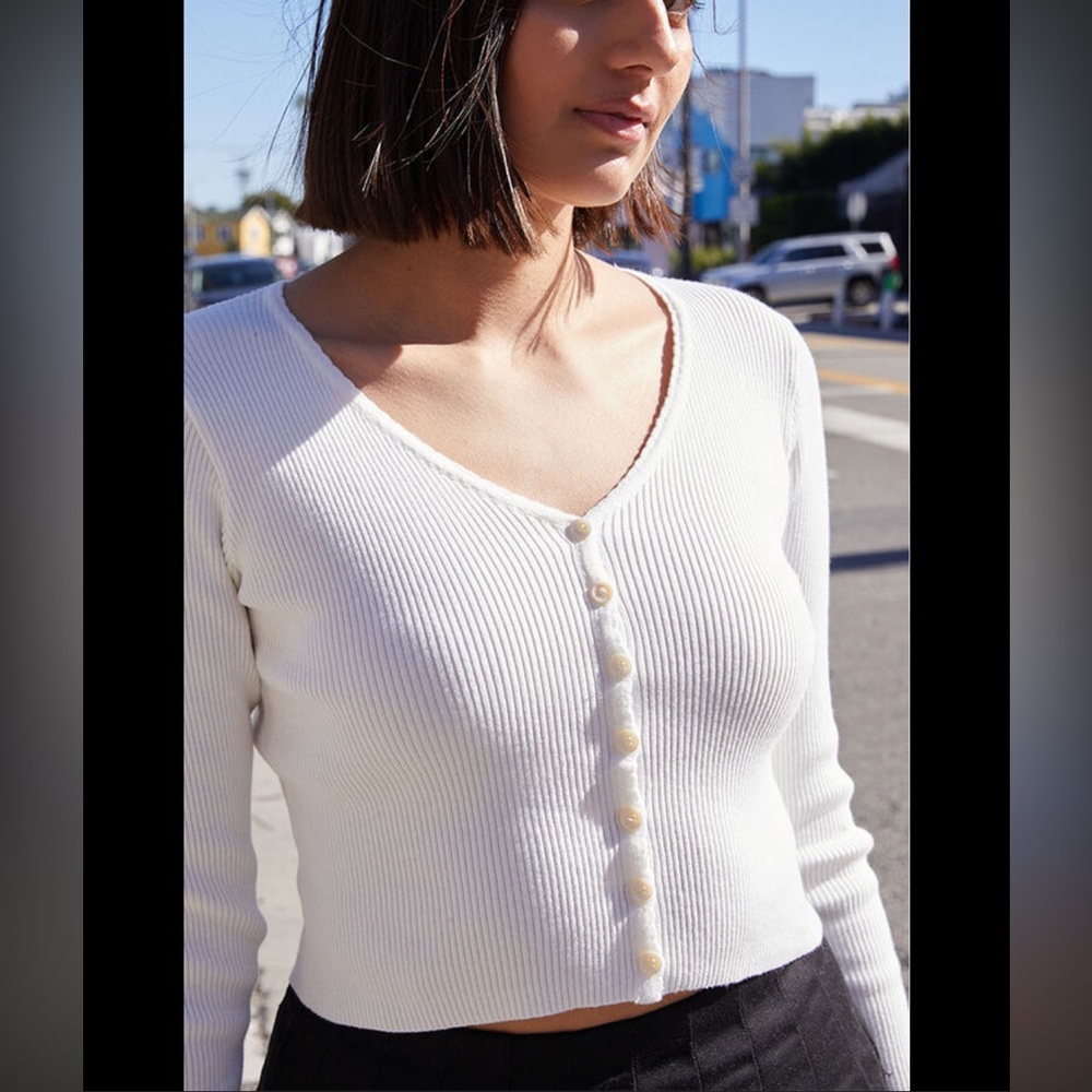 Brandy Melville Cream Button-Up Cardigan